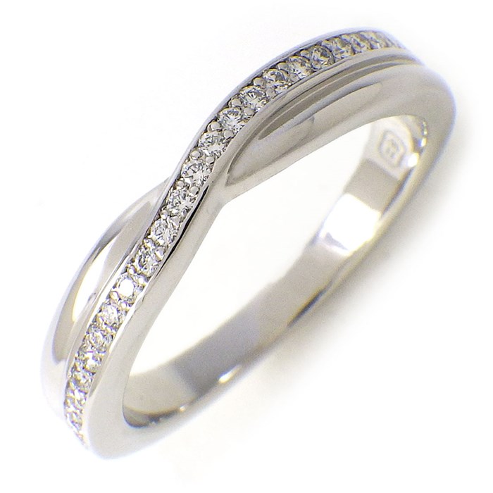 ハリーウィンストン HARRY WINSTON リング トリスト シングル ワンロウ バンド ハーフ エタニティ サークル ダイヤモンド PT950 9号 【中古】