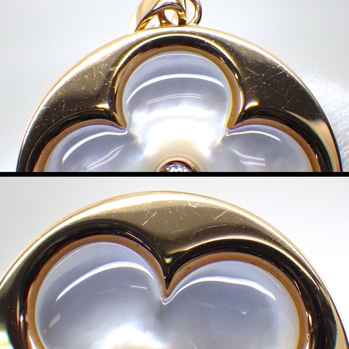 ルイ・ヴィトン LOUIS VUITTON ロングネックレス メダリオン ブロッサム XL Q93656 モノグラム フラワー 1ポイント ダイヤモンド 0.03ct ホワイト シェル K18PG 【箱・保付き】 【中古】