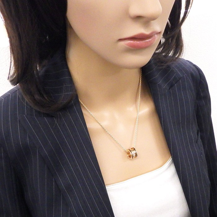  ブルガリ BVLGARI ネックレス B-zero1 ビーゼロワン ロック 358350 スタッズ K18PG ブラック セラミック 【中古】