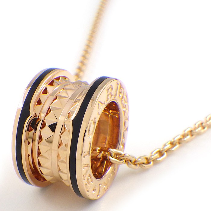  ブルガリ BVLGARI ネックレス B-zero1 ビーゼロワン ロック 358350 スタッズ K18PG ブラック セラミック 【中古】
