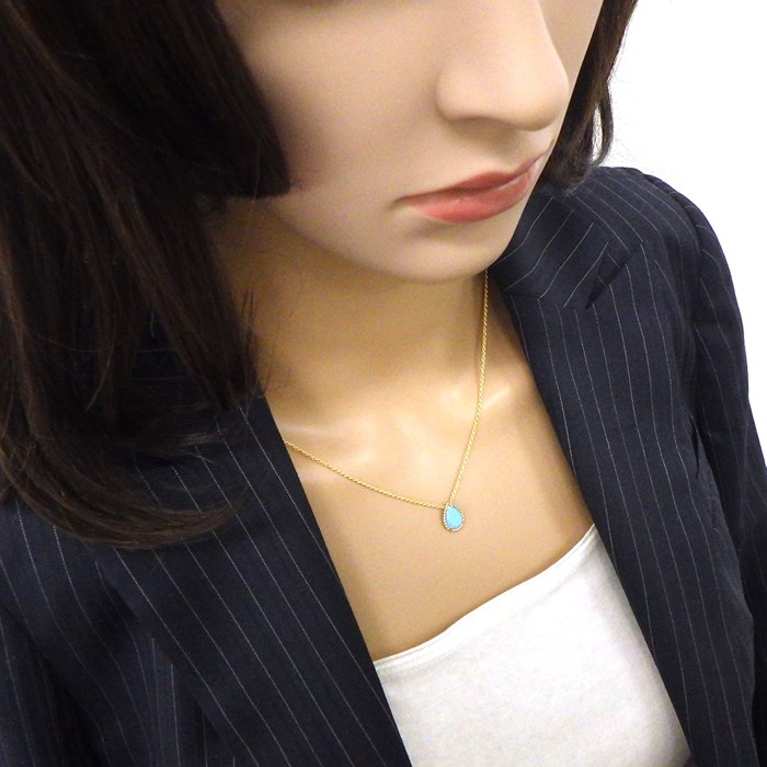 ブシュロン BOUCHERON ネックレス セルパンボエム スモール SM ドロップ モチーフ スクリューチェーン ターコイズ トルコ石 K18YG 【中古】