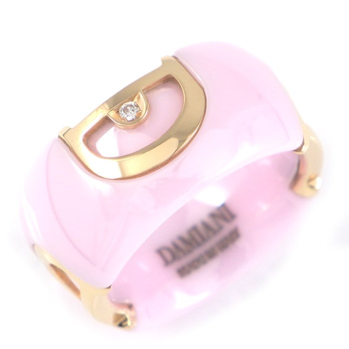 【ダミアーニ DAMIANI】リング Dアイコン ディーアイコン 1ポイント ダイヤモンド K18PG ピンク セラミック 8.5号 / #49 【箱・保付き】 