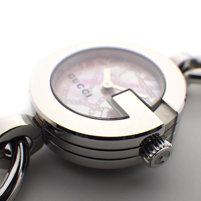 グッチ レディース腕時計 107 シェル文字盤 G フェイス チェーン バンブー 157639-2.jpg