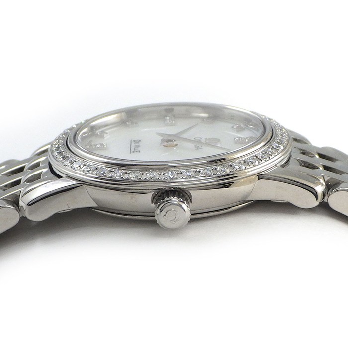オメガ OMEGA 腕時計 デ・ヴィル プレステージ 4575.75.00 ダイヤベゼル 16ポイント ダイヤインデックス ホワイトシェル文字盤 SS クオーツアナログ 【中古】