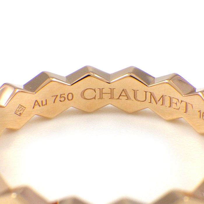 ショーメ Chaumet リング ビー マイ ラブ ハニカム 083359 幅4mmモデル 1ポイント ダイヤモンド 0.01ct K18PG 15号 / #55 【中古】