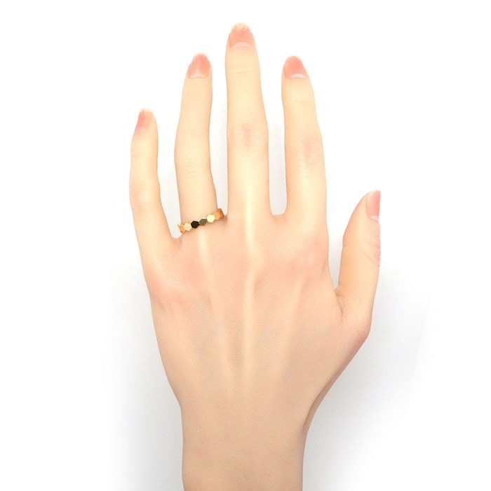ショーメ Chaumet リング ビー マイ ラブ ハニカム 083359 幅4mmモデル 1ポイント ダイヤモンド 0.01ct K18PG 15号 / #55 【中古】