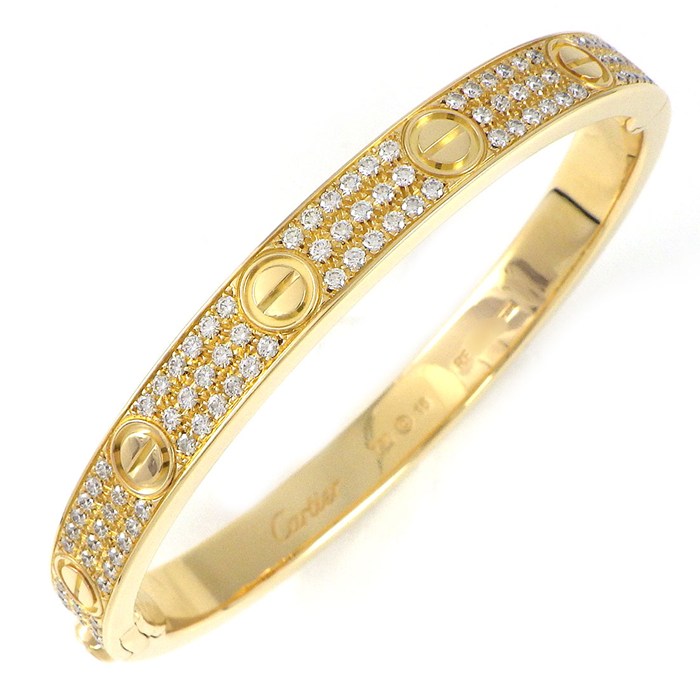 カルティエ Cartier ブレスレット ラブ クラシック N6726917 パヴェ 165ポイント ダイヤモンド 計3.07ct K18YG / #16 【中古】
