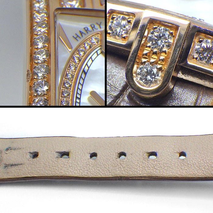 ハリーウィンストン HARRY WINSTON 腕時計 アヴェニューC ミニ・スモールセコンド AVCQSS16RR001 ダイヤ付ベゼル/リューズ/尾錠/ホワイトシェル文字盤 K18PG ブラウンパール アリゲーター レザーベルト クオーツアナログ 【箱・保付き】 【中古】