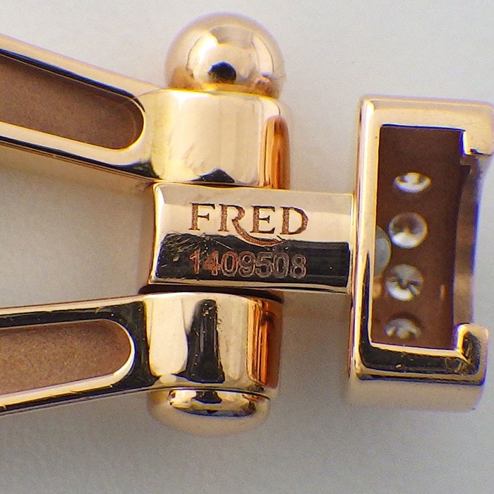 フレッド FRED ブレスレット フォース10 ミディアムモデル 0B0074-6B1110 MM フル パヴェ 34ポイント ダイヤモンド 0.25ct K18PG / #15 【中古】