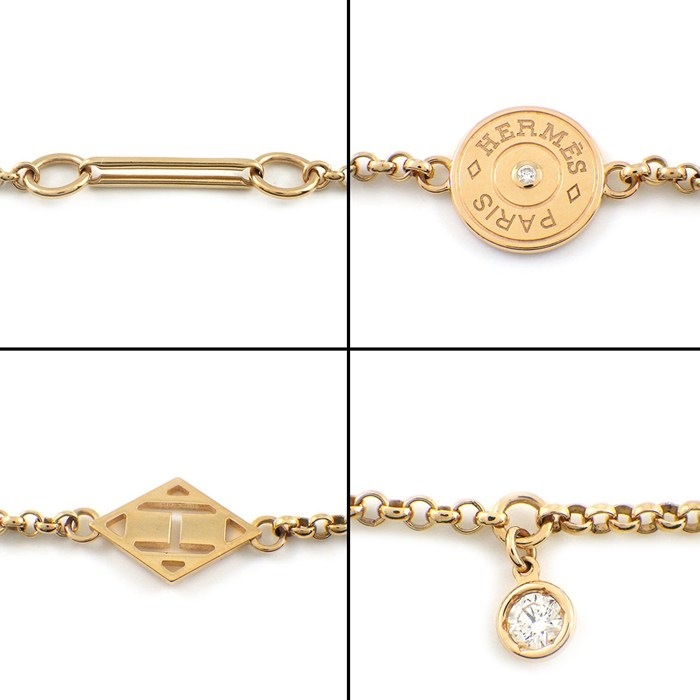 エルメス HERMES ロングネックレス ガンバード H216130B ガンバード クルー・ド・セル Hロゴ バー トグルクラスプ ダイヤモンド 計0.42ct K18PG 【中古】
