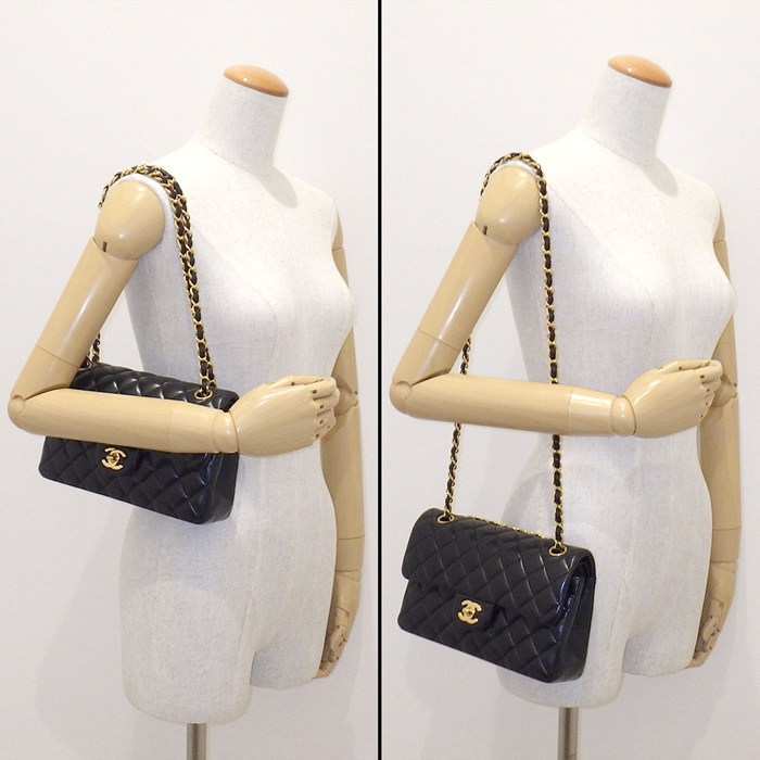 シャネル CHANEL ショルダーバッグ マトラッセ23 クラシック スモール A01113 2018年 ブラック ボルドー ラムスキン ゴールド金具 【中古】
