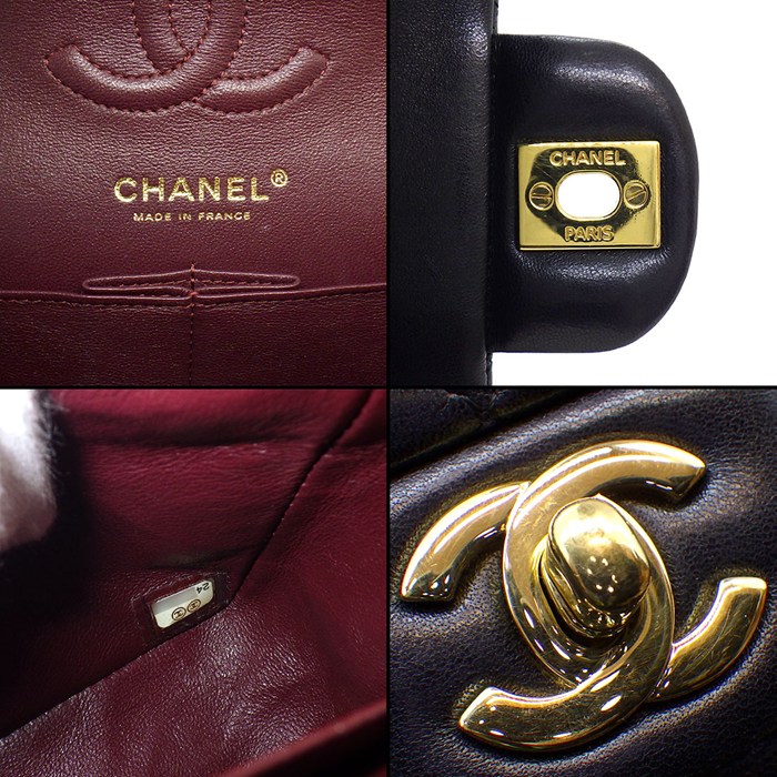 シャネル CHANEL ショルダーバッグ マトラッセ23 クラシック スモール A01113 2018年 ブラック ボルドー ラムスキン ゴールド金具 【中古】