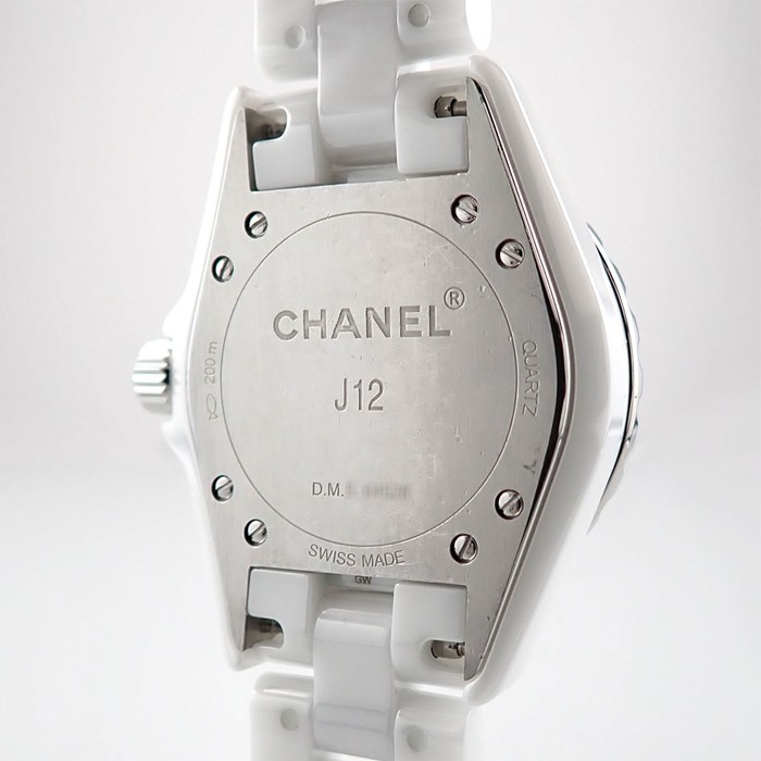 シャネル CHANEL 腕時計 J12 H0968 デイト 回転ベゼル 夜光インデックス 夜光針 ブラックインデックス ホワイト文字盤 SS ホワイトセラミック クオーツアナログ 【中古】