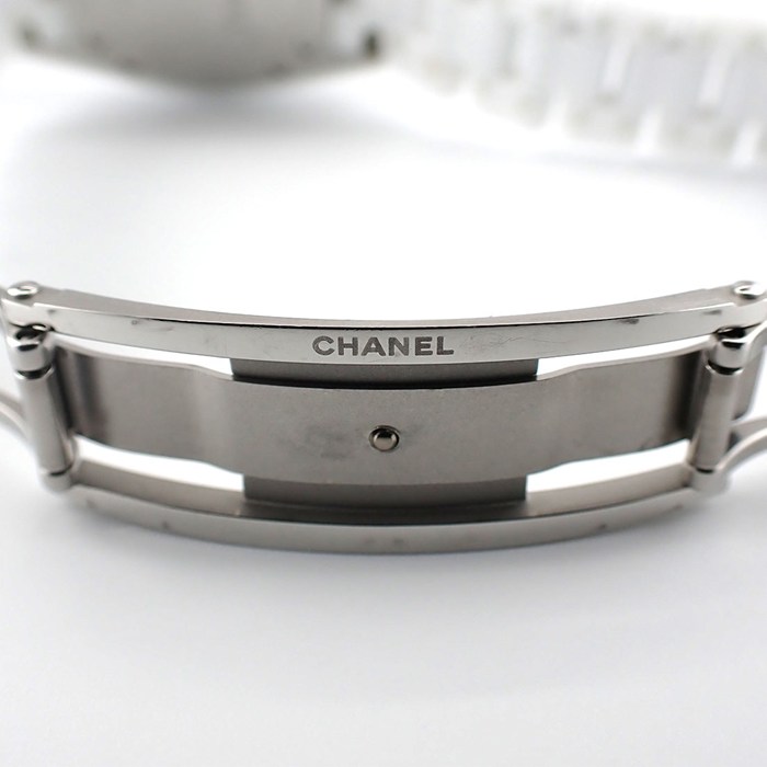 シャネル CHANEL 腕時計 J12 H0968 デイト 回転ベゼル 夜光インデックス 夜光針 ブラックインデックス ホワイト文字盤 SS ホワイトセラミック クオーツアナログ 【中古】