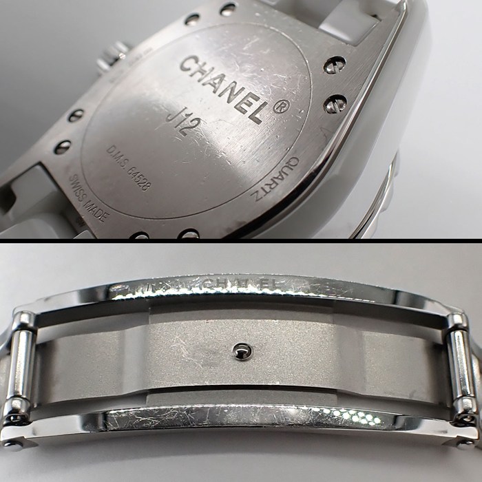 シャネル CHANEL 腕時計 J12 H0968 デイト 回転ベゼル 夜光インデックス 夜光針 ブラックインデックス ホワイト文字盤 SS ホワイトセラミック クオーツアナログ 【中古】