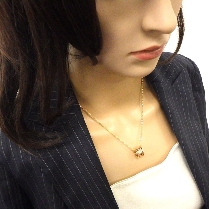 ブルガリ BVLGARI ネックレス B-zero1 ビーゼロワン スモール ラウンド ロゴ K18PG 【中古】
