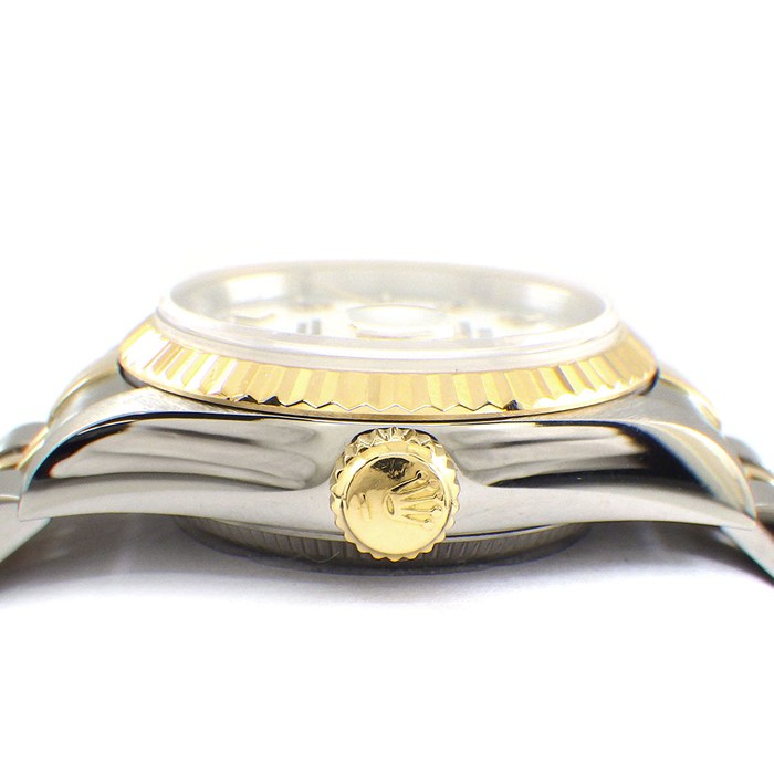 ロレックス Rolex 腕時計 デイトジャスト 69173 ローマンインデックス ホワイト文字盤 フルーテッドベゼル ジュビリーブレス K18YG SS 自動巻き 【OH済み】 【箱・保付き】 【中古】