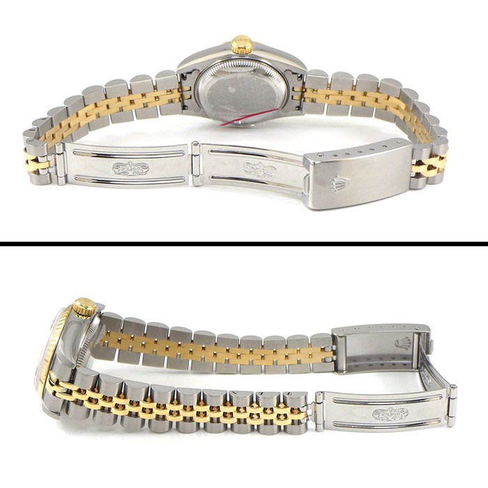 ロレックス Rolex 腕時計 デイトジャスト 69173 ローマンインデックス ホワイト文字盤 フルーテッドベゼル ジュビリーブレス K18YG SS 自動巻き 【OH済み】 【箱・保付き】 【中古】
