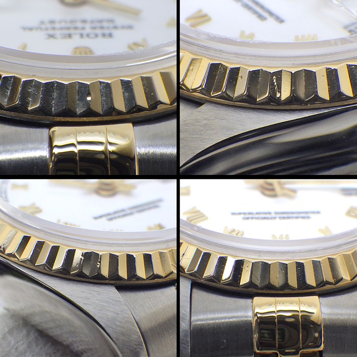 ロレックス Rolex 腕時計 デイトジャスト 69173 ローマンインデックス ホワイト文字盤 フルーテッドベゼル ジュビリーブレス K18YG SS 自動巻き 【OH済み】 【箱・保付き】 【中古】