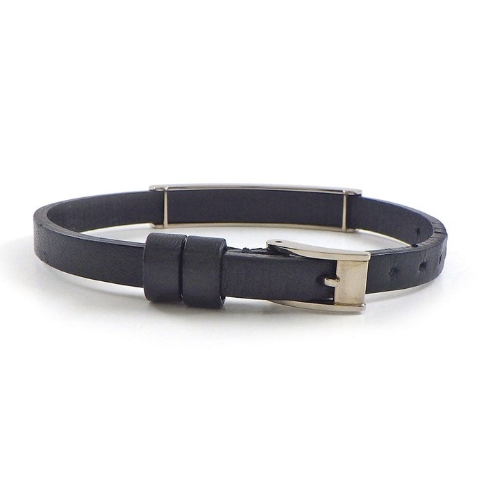 カルティエ Cartier ブレスレット ラブ プレート 3モチーフ ビス K18WG ブラック 革 黒 【中古】