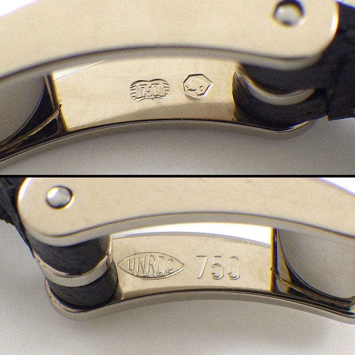 カルティエ Cartier ブレスレット ラブ プレート 3モチーフ ビス K18WG ブラック 革 黒 【中古】