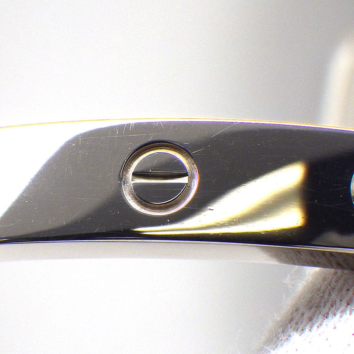 カルティエ Cartier ブレスレット ラブ プレート 3モチーフ ビス K18WG ブラック 革 黒 【中古】