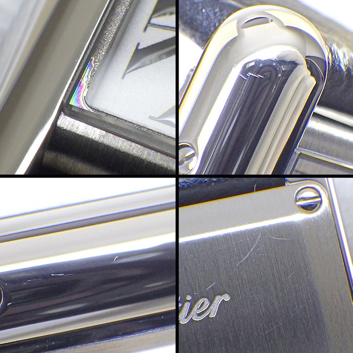 カルティエ Cartier 腕時計 タンク マスト SM WSTA0042 レクタンギュラー シルバー文字盤 ローマンインデックス SS ブラック 牛革ベルト クオーツアナログ 【箱・保付き】 【中古】