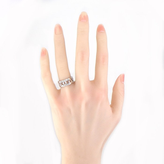 カルティエ Cartier リング アントルラセ C2 2C ロゴ ダイヤモンド K18WG 12号 / #53 【中古】