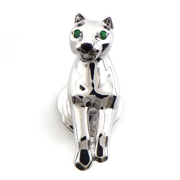 カルティエ Cartier ピンブローチ パンテール パンサー モチーフ 2ポイント エメラルド 1ポイント オニキス K18WG 【中古】