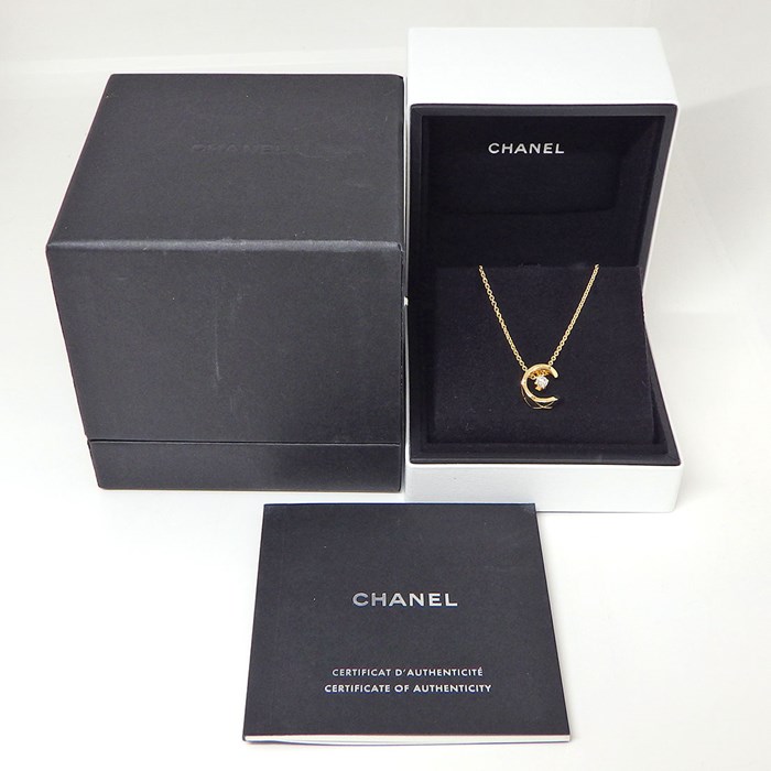 シャネル CHANEL ネックレス ココ クラッシュ J12103 2ポイント ダイヤモンド 計約0.16ct K18YG 【箱・保付き】 【中古】