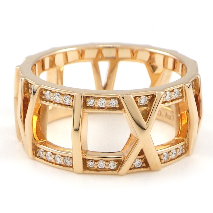 ティファニー Tiffany & Co. リング アトラス X オープン パヴェ ダイヤモンド 計0.21ct K18PG 11.5号 【中古】