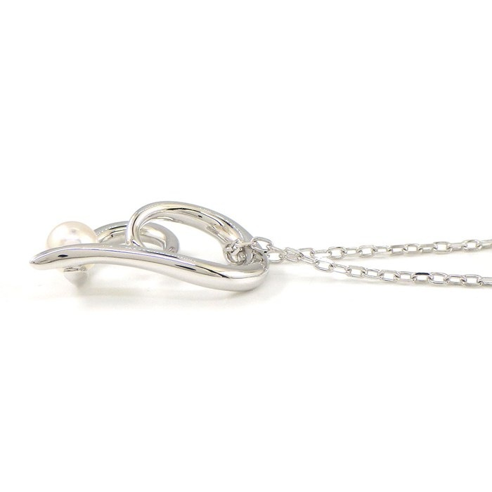  ミキモト MIKIMOTO ネックレス ハート 1ポイント パール 4.5mm珠 K18WG 【中古】