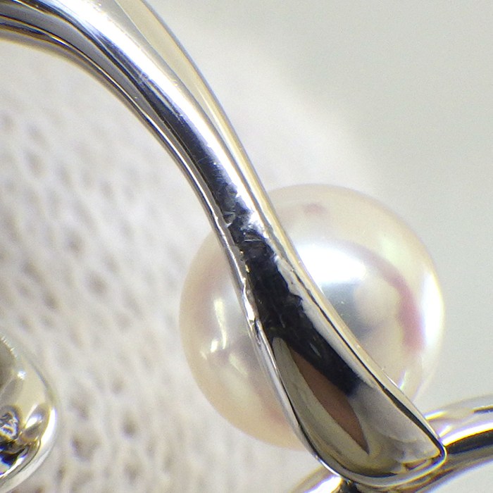  ミキモト MIKIMOTO ネックレス ハート 1ポイント パール 4.5mm珠 K18WG 【中古】
