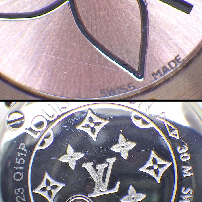 ルイ・ヴィトン LOUIS VUITTON 腕時計 タンブール ビジュ Q151PO 16ポイント ダイヤモンドラグ モノグラム スター ピンク サンレイ文字盤 SS クオーツアナログ 【箱・保付き】 【中古】