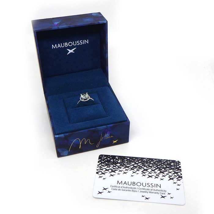 モーブッサン MAUBOUSSIN リング ソレイユ エテ RI1104WGGAMDI 1ポイント グリーン アメジスト サークル パヴェ ダイヤモンド K18WG 15.5号 【箱・保付き】 【中古】