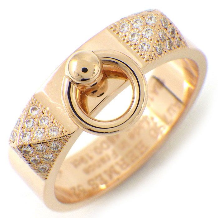 エルメス HERMES リング コリエドシアン PM ピラミッド スタッズ パヴェ 48ポイント ダイヤモンド 計0.19ct K18PG 12号 / #52 【中古】