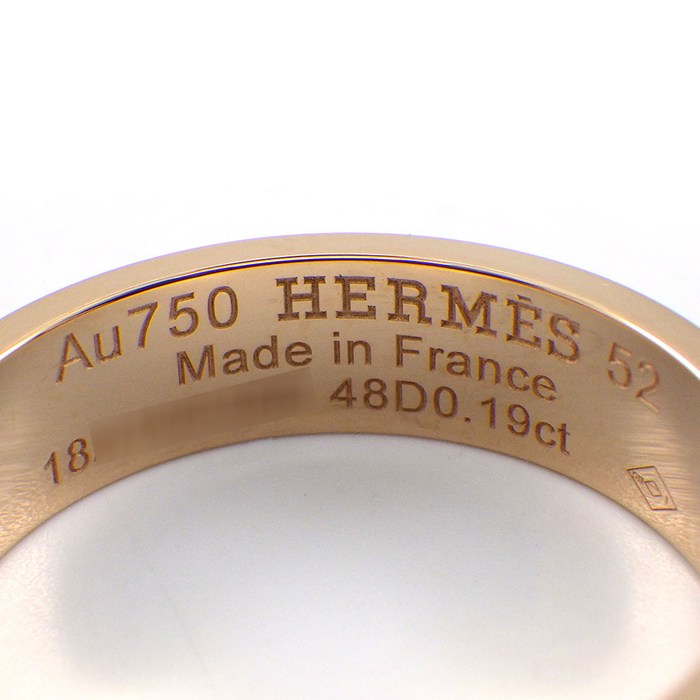 エルメス HERMES リング コリエドシアン PM ピラミッド スタッズ パヴェ 48ポイント ダイヤモンド 計0.19ct K18PG 12号 / #52 【中古】