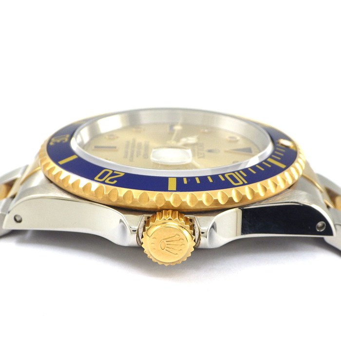 ロレックス Rolex 腕時計 サブマリーナー デイト 16613SG U番 1997年製 ダイヤモンド/サファイアインデックス サンレイ シャンパンカラー文字盤 ブルー回転ベゼル K18YG SS 自動巻き 【箱・保付き】 【中古】