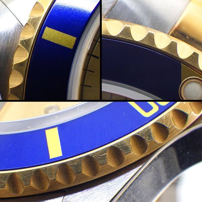 ロレックス Rolex 腕時計 サブマリーナー デイト 16613SG U番 1997年製 ダイヤモンド/サファイアインデックス サンレイ シャンパンカラー文字盤 ブルー回転ベゼル K18YG SS 自動巻き 【箱・保付き】 【中古】