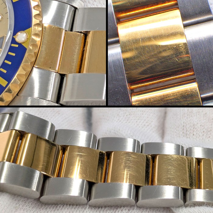 ロレックス Rolex 腕時計 サブマリーナー デイト 16613SG U番 1997年製 ダイヤモンド/サファイアインデックス サンレイ シャンパンカラー文字盤 ブルー回転ベゼル K18YG SS 自動巻き 【箱・保付き】 【中古】