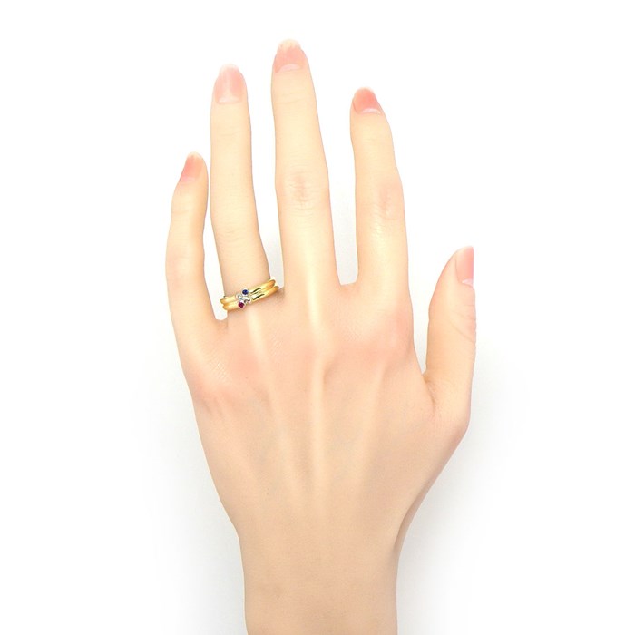 ティファニー Tiffany & Co. リング シグネチャー X クロス 1ポイント ルビー 1ポイント サファイア K18YG K18WG 14号 【中古】