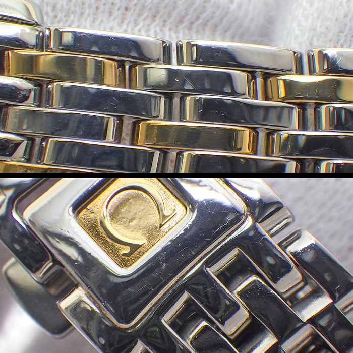 オメガ OMEGA 腕時計 デ・ヴィル プレステージ 424.25.24.60.55.001 ダイヤベゼル/インデックス ホワイトシェル文字盤 ローマンインデックス K18YG SS クオーツアナログ 【中古】