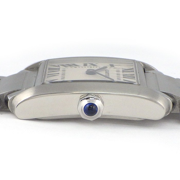カルティエ Cartier 腕時計 タンクフランセーズMM W51011Q3 スクエア シルバー文字盤 ローマンインデックス デイト SS クオーツアナログ 【中古】
