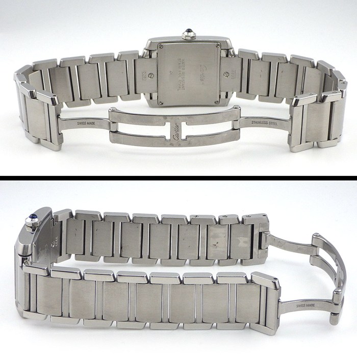 カルティエ Cartier 腕時計 タンクフランセーズMM W51011Q3 スクエア シルバー文字盤 ローマンインデックス デイト SS クオーツアナログ 【中古】