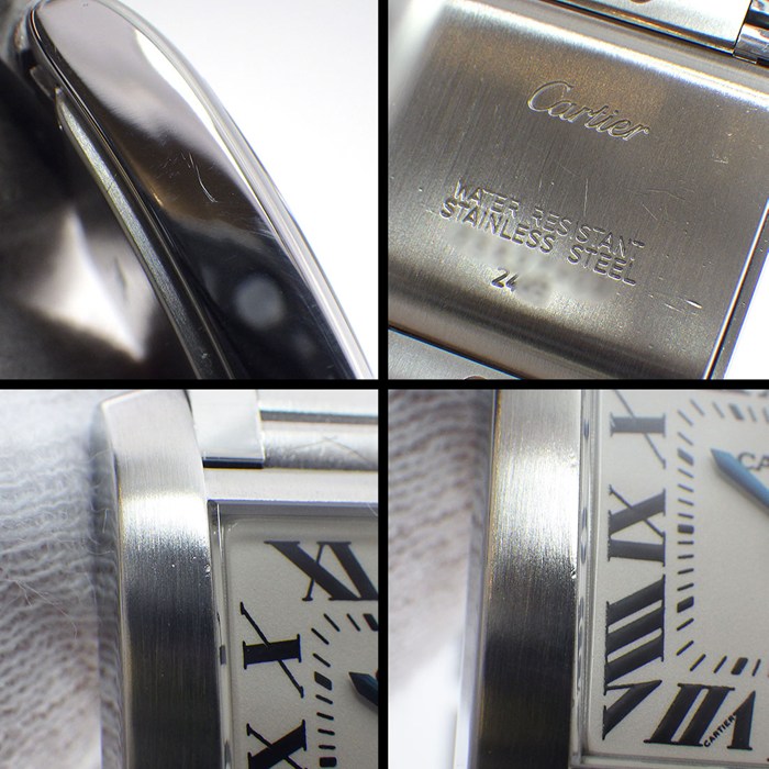 カルティエ Cartier 腕時計 タンクフランセーズMM W51011Q3 スクエア シルバー文字盤 ローマンインデックス デイト SS クオーツアナログ 【中古】