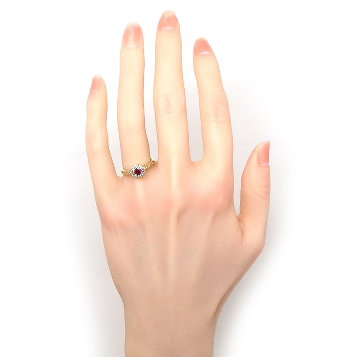 ティファニー Tiffany & Co. リング フローラ 1ポイント ルビー ハーフサークル ダイヤモンド K18YG 13号 【中古】