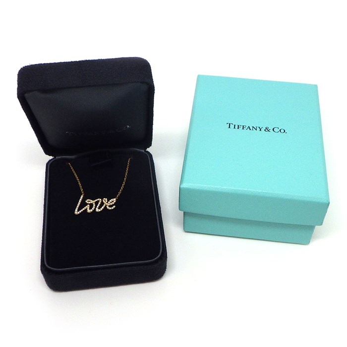 ティファニー Tiffany & Co. ネックレス グラフィティ ラブ スモール 60021408 オンライン 一部店舗限定 ダイヤモンド 計0.15ct K18PG 【中古】