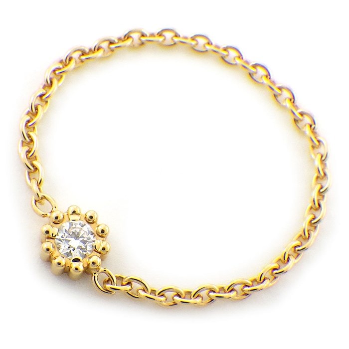 クリスチャンディオール Christian Dior チェーン リング ミミローズ JMRO95001_0000 1ポイント ダイヤモンド 0.04ct K18YG 10号 / #51 【中古】