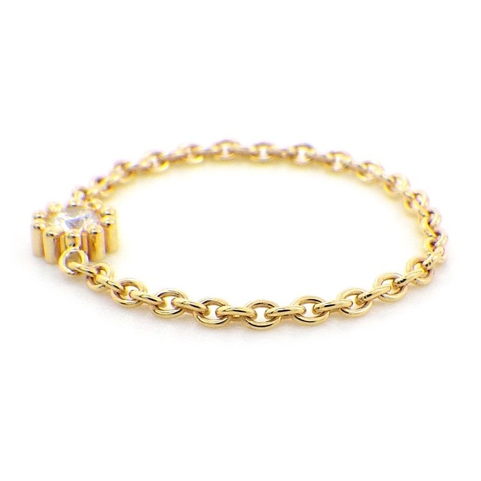 クリスチャンディオール Christian Dior チェーン リング ミミローズ JMRO95001_0000 1ポイント ダイヤモンド 0.04ct K18YG 10号 / #51 【中古】