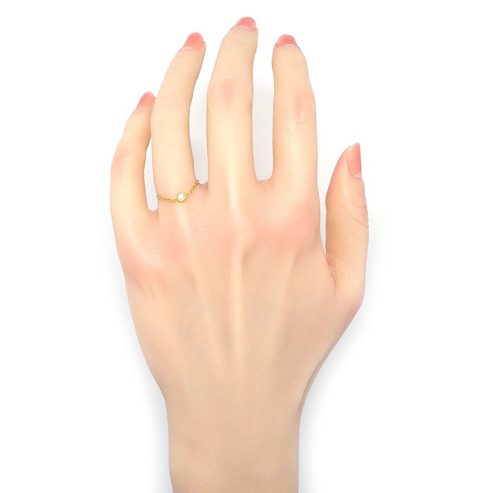 クリスチャンディオール Christian Dior チェーン リング ミミローズ JMRO95001_0000 1ポイント ダイヤモンド 0.04ct K18YG 10号 / #51 【中古】